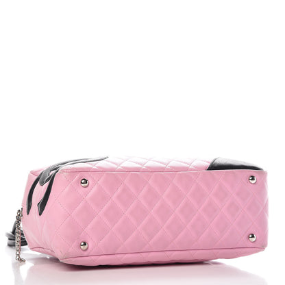 Chanel Calfskin Quilted Large Cambon Bowler Pink Black 4 of 20