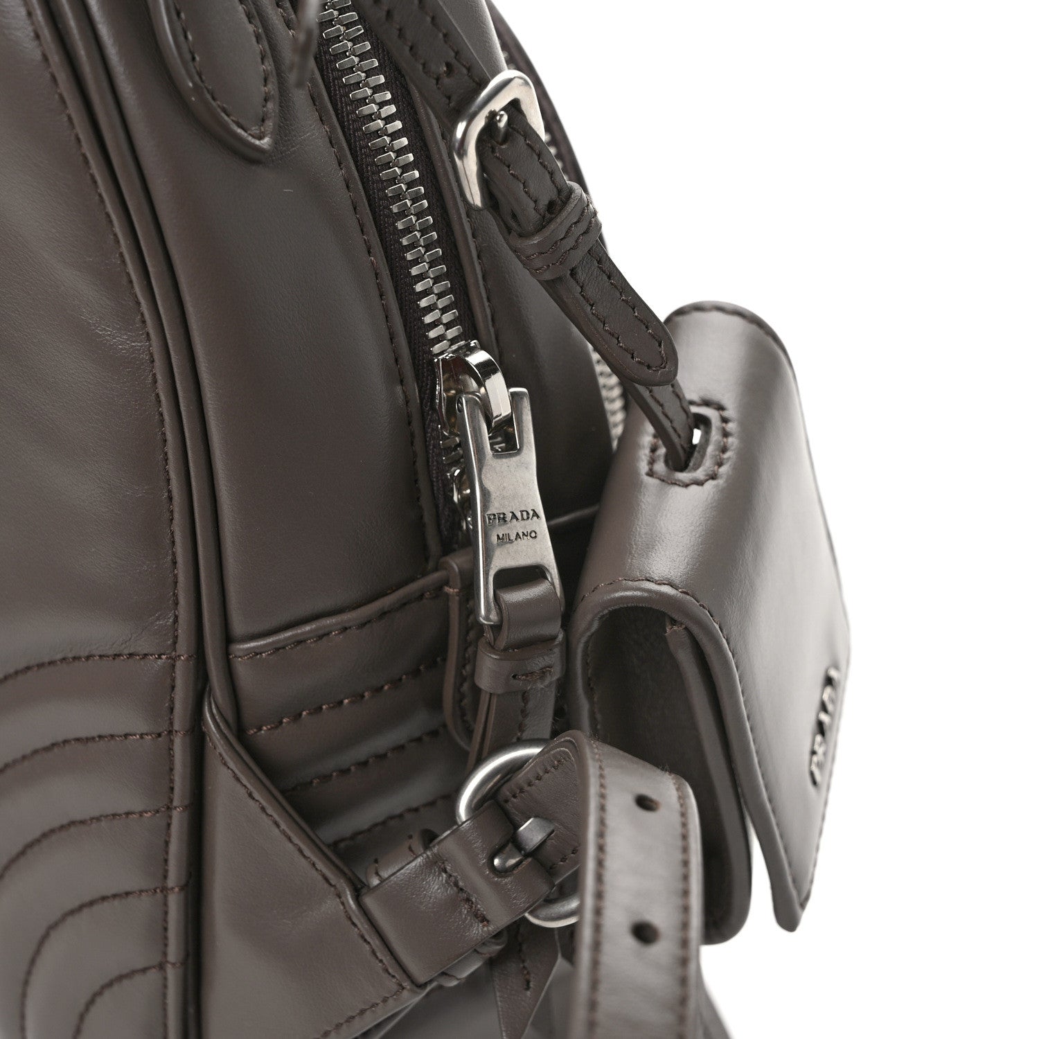 Prada Soft Calfskin Impunture Diagramme Day Backpack Bambu 11 of 12