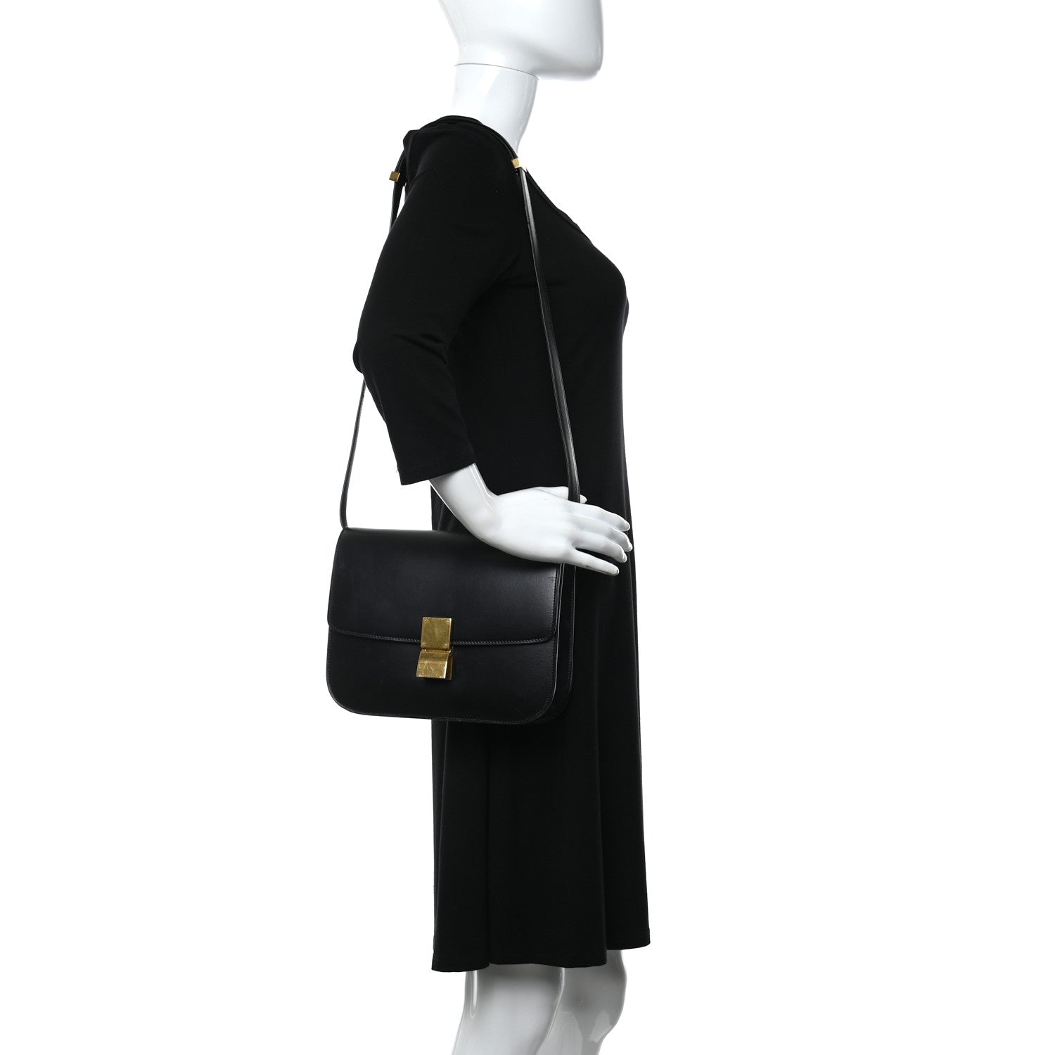 Celine Box Calfskin Medium Classic Box Flap Black 3 of 23