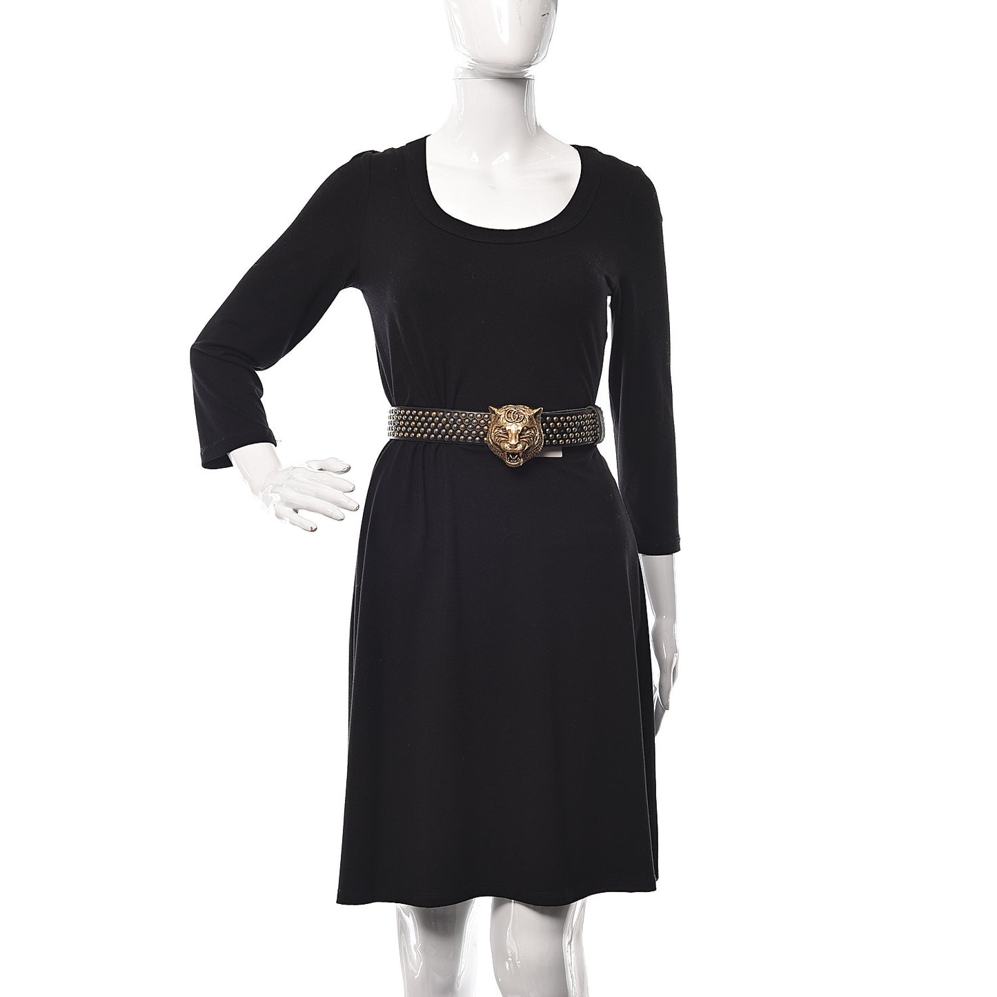 Calfskin Studded Feline Belt 105 42 Black