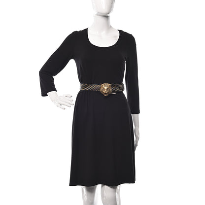 Gucci Calfskin Studded Feline Belt 105 42 Black 3 of 7