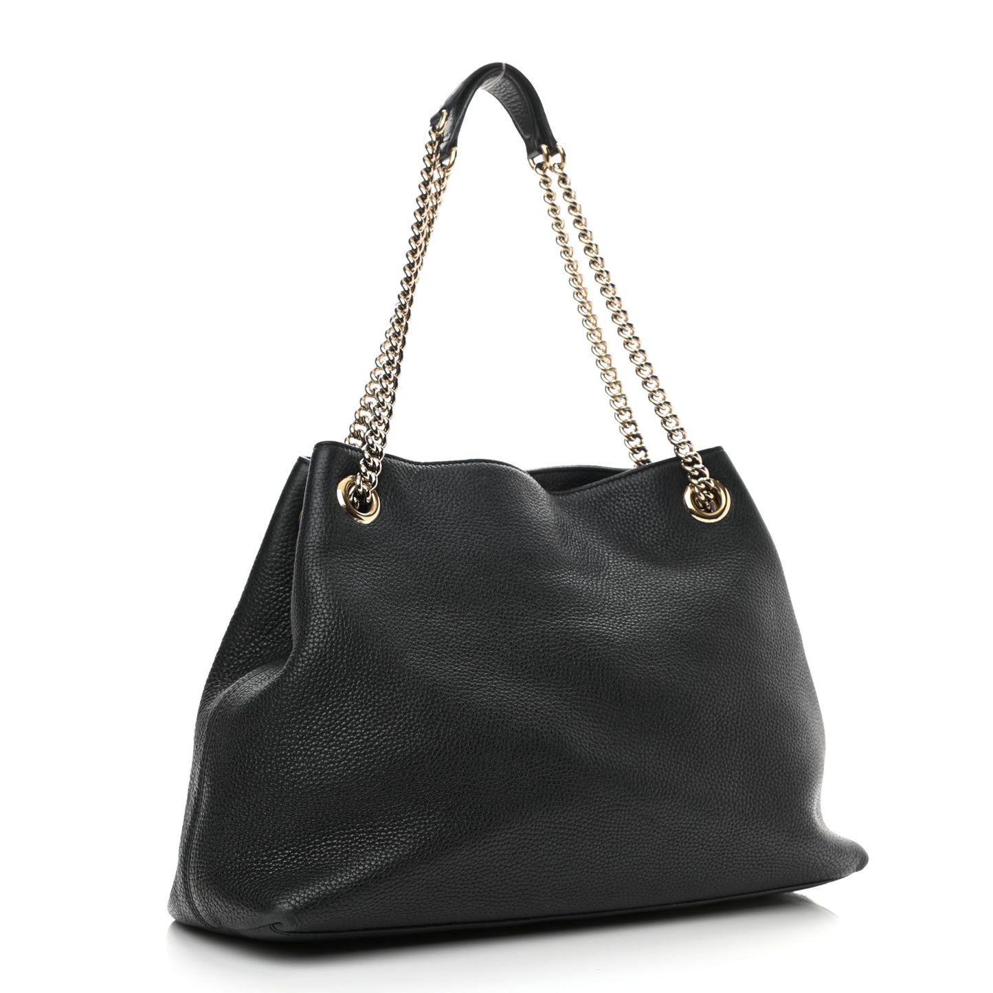 Pebbled Calfskin Medium Soho Chain Shoulder Bag Black