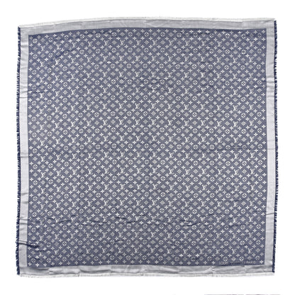 Louis Vuitton Wool Silk Monogram Denim Shawl Blue 1 of 3