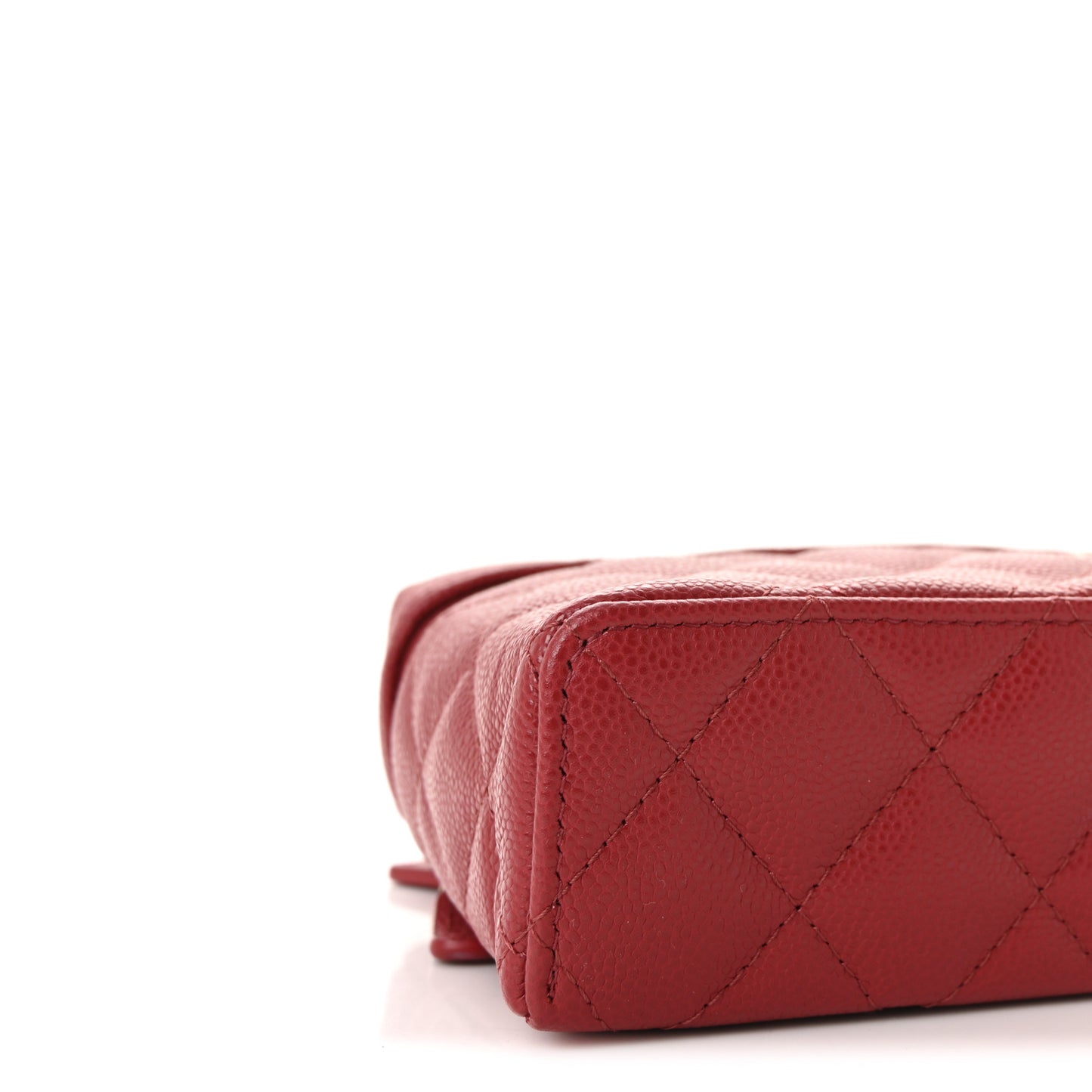 Caviar Quilted Top Handle Slim Vanity With Chain Red
