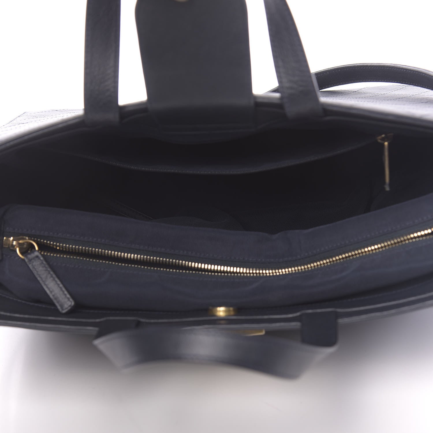 Chanel Calfskin Stitched Large Straight Lines Shopping Tote Navy 6 of 11