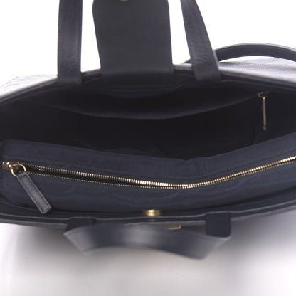 Chanel Calfskin Stitched Large Straight Lines Shopping Tote Navy 6 of 11