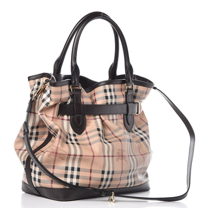 Burberry Haymarket Check Medium Golderton Tote Chocolate 3 of 14