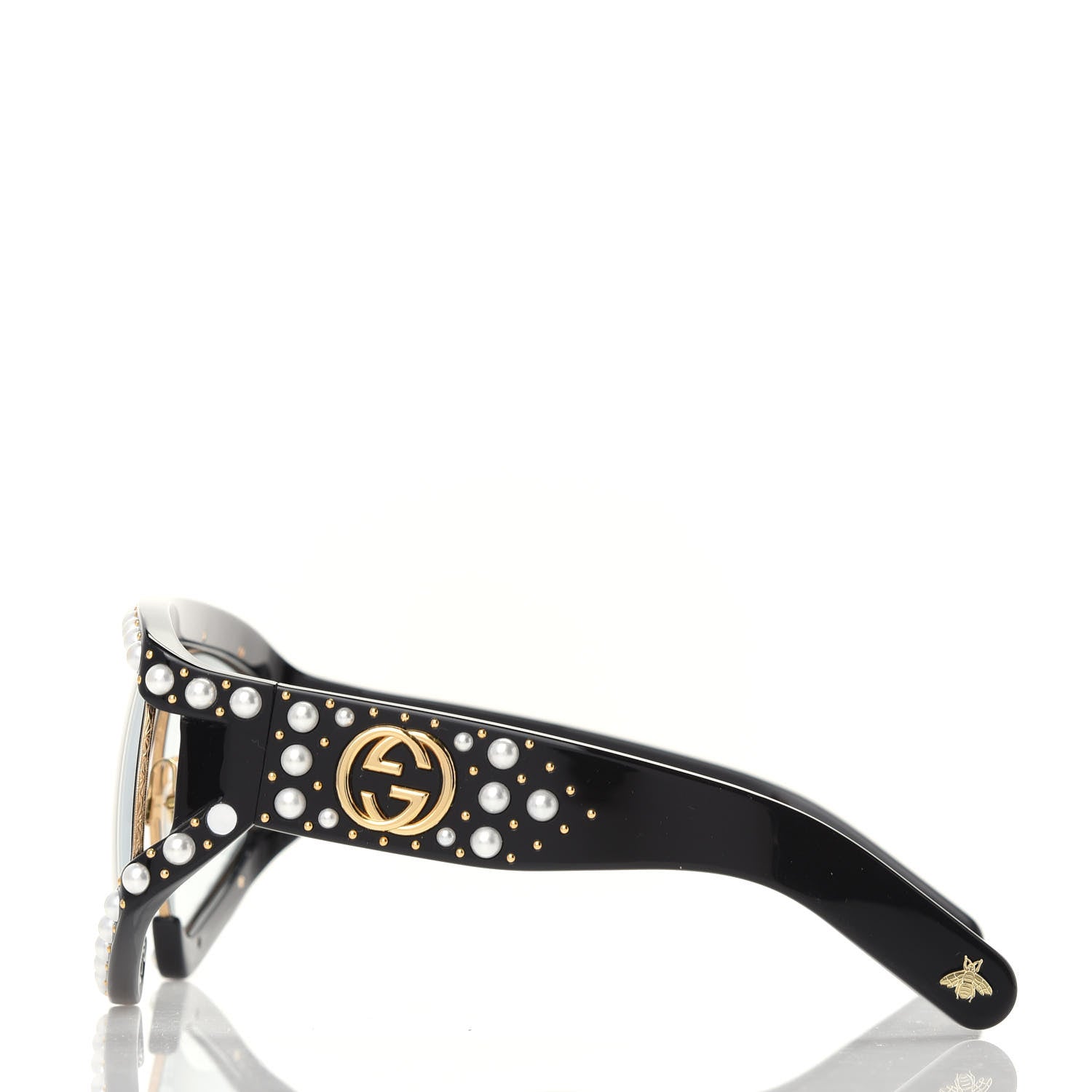 Gucci Acetate Pearl Rectangular Frame Sunglasses GG0234S Black 3 of 8