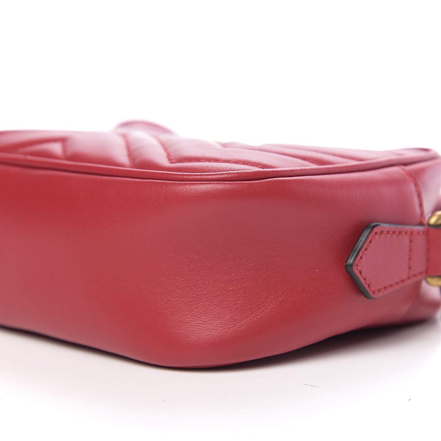 Calfskin Matelasse Mini GG Marmont Chain Shoulder Bag Hibiscus Red