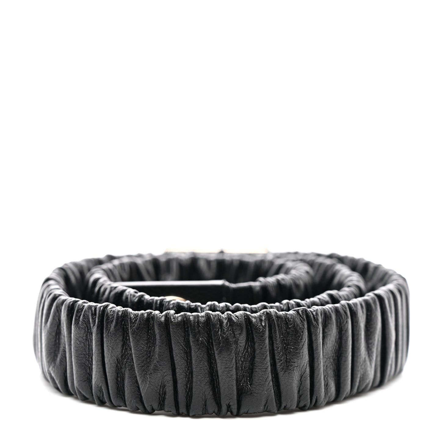 Lambskin Ruched Turn Lock CC Belt 75 30 Black