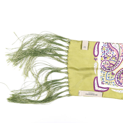 Burberry Silk Paisley Fringe Scarf Green 3 of 3