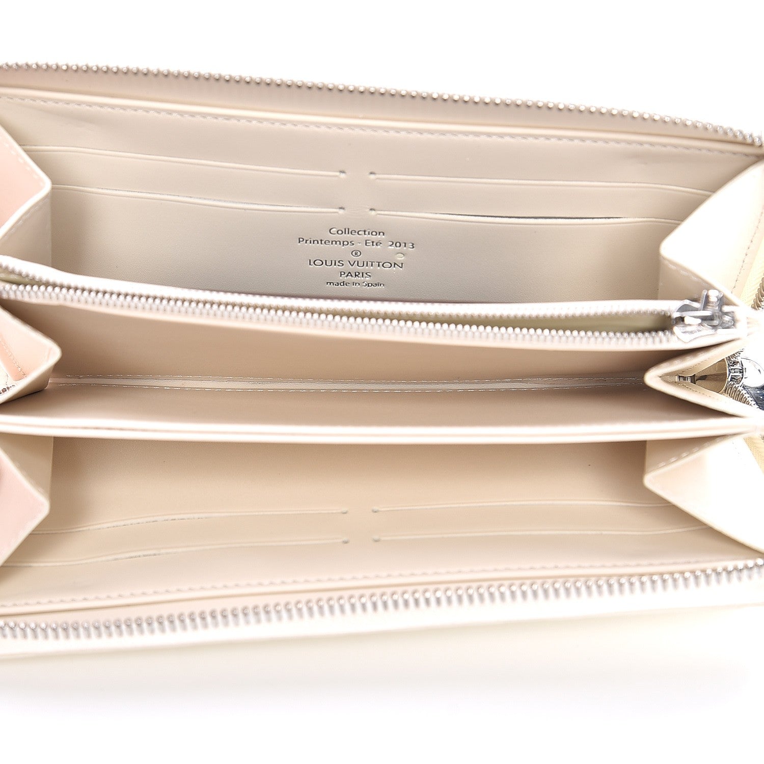 Louis Vuitton Shiny Calfskin Damier Facette Zippy Wallet Creme 5 of 6