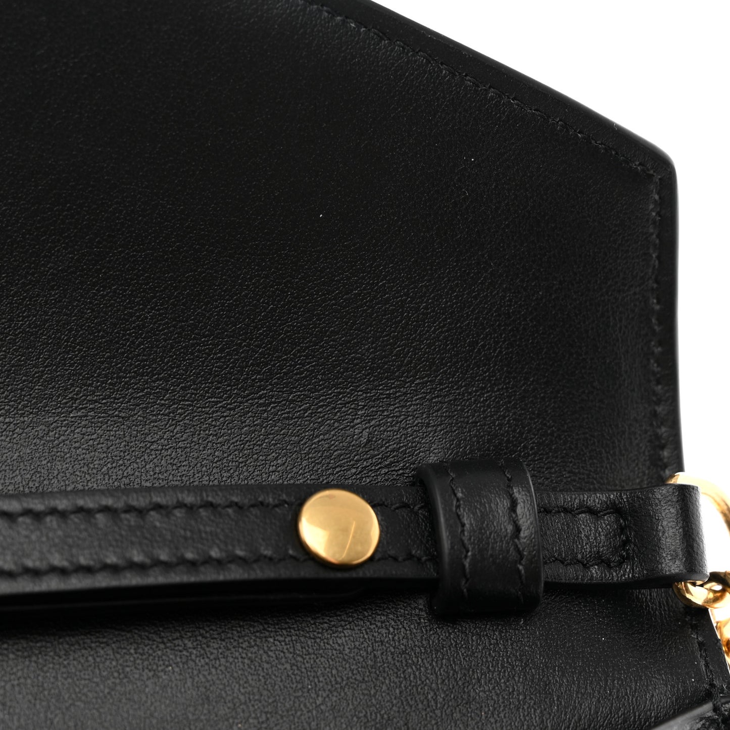 Shiny Calfskin Triomphe Margo Wallet on Chain Black