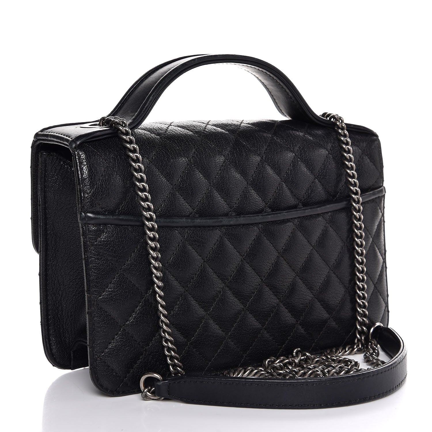 Chanel Goatskin Quilted Small CC University Top Handle Flap Black 3 of 11