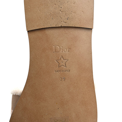 Christian Dior Suede Goatskin Shearling Embroidered Dway Slide Sandals 39 Cookie 8 of 11