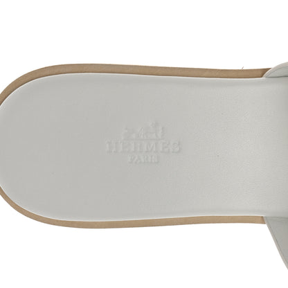 Hermes Calfskin Cork Eze 30 Sandals 41 White 7 of 10