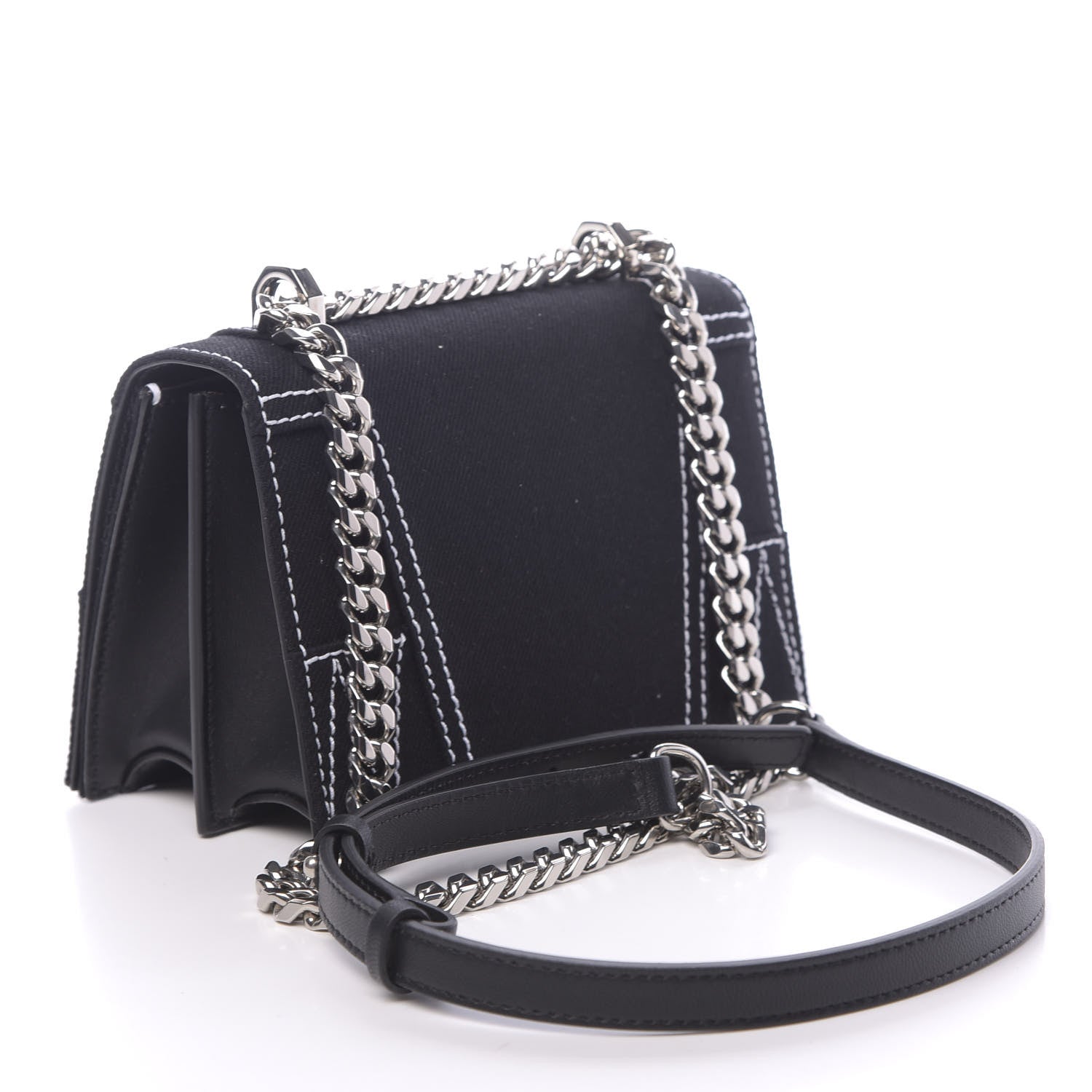 Alexander McQueen Denim Small Jeweled Knuckle Satchel Dark Denim 4 of 11