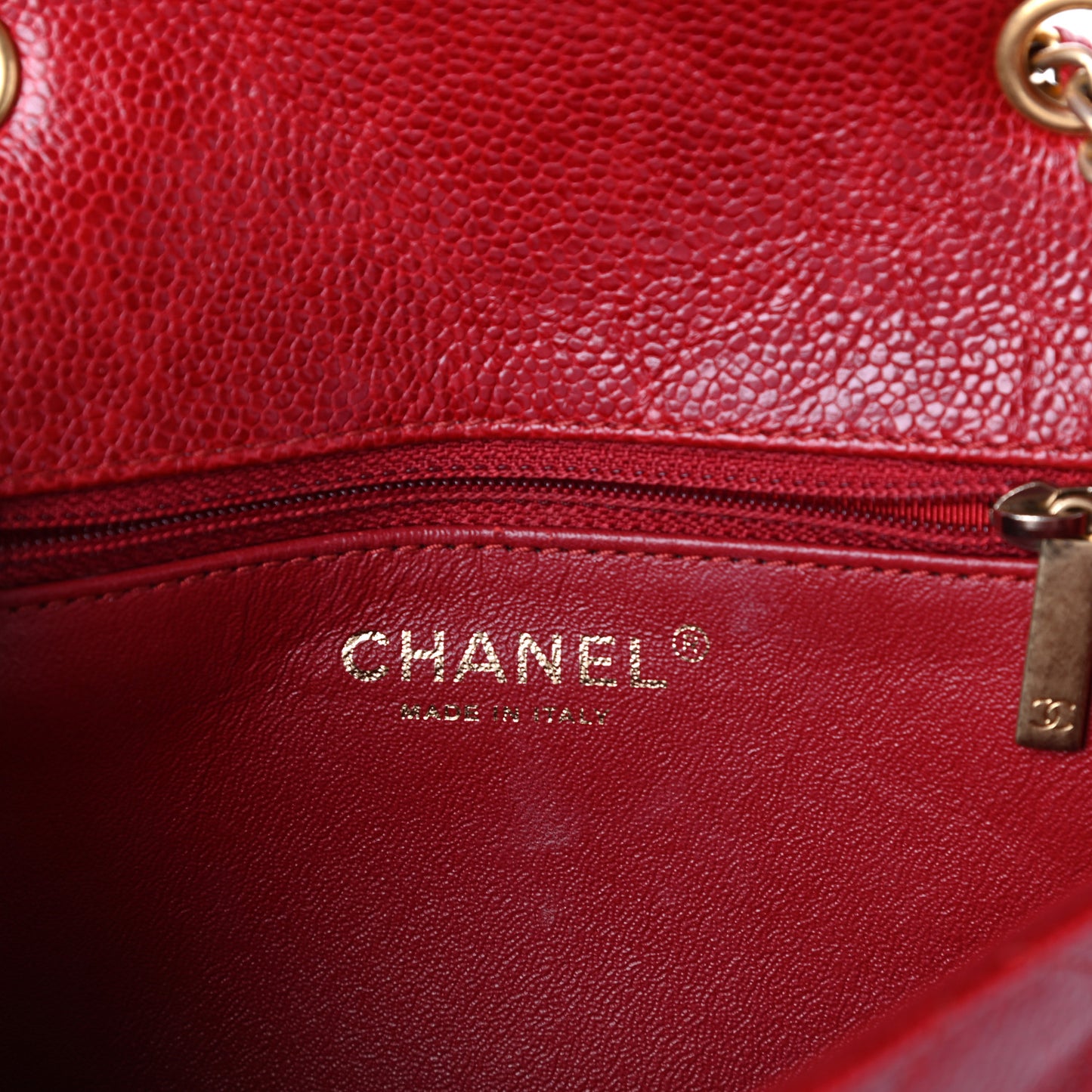 Caviar Quilted Mini Square Flap Red