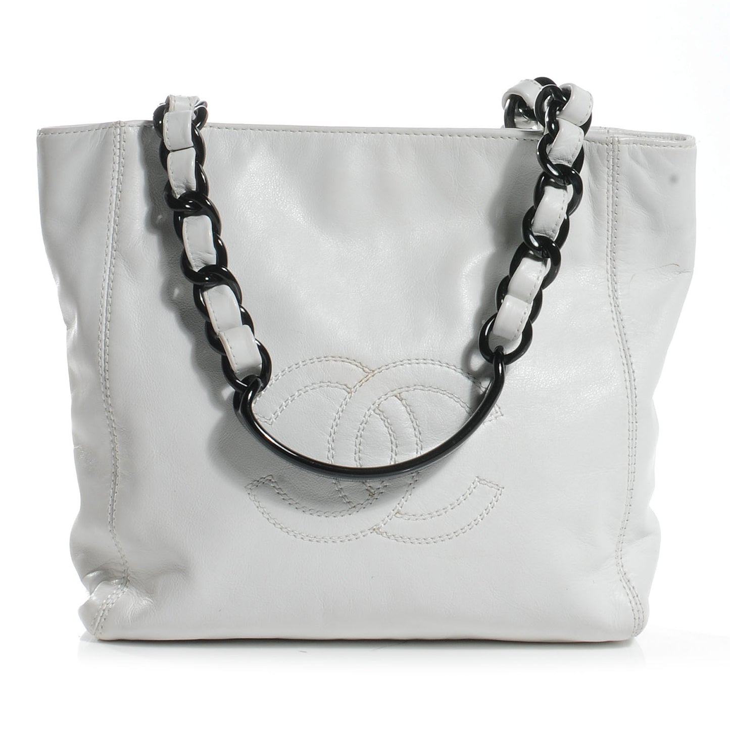 Lambskin Chain CC Small Tote White