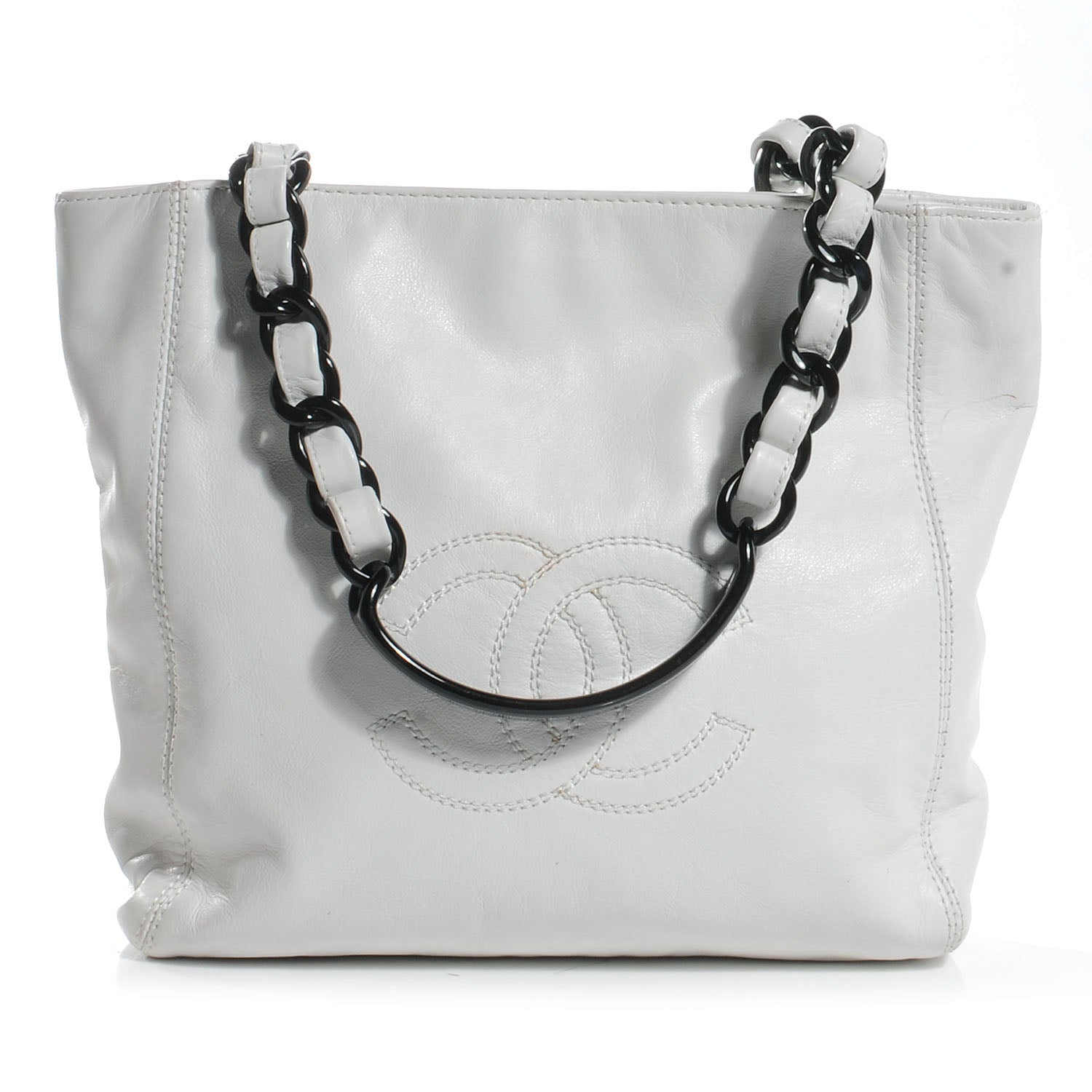 Chanel Lambskin Chain CC Small Tote White 1 of 7