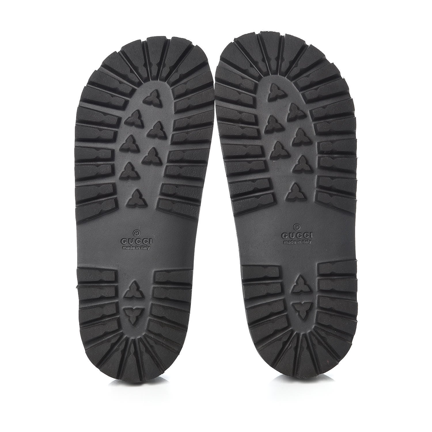 Gucci Rubber Web Mens Lug Sole Slide Sandals 7 Black Green Red 7 of 8