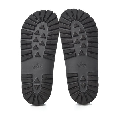 Gucci Rubber Web Mens Lug Sole Slide Sandals 7 Black Green Red 7 of 8