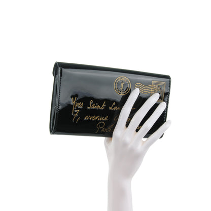 Saint Laurent Patent Y-Mail Clutch Black 2 of 8