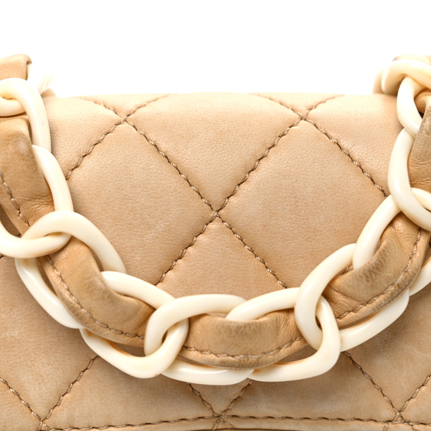 Chanel Lambskin Quilted Bekko Resin Mini Square Flap Beige 9 of 13