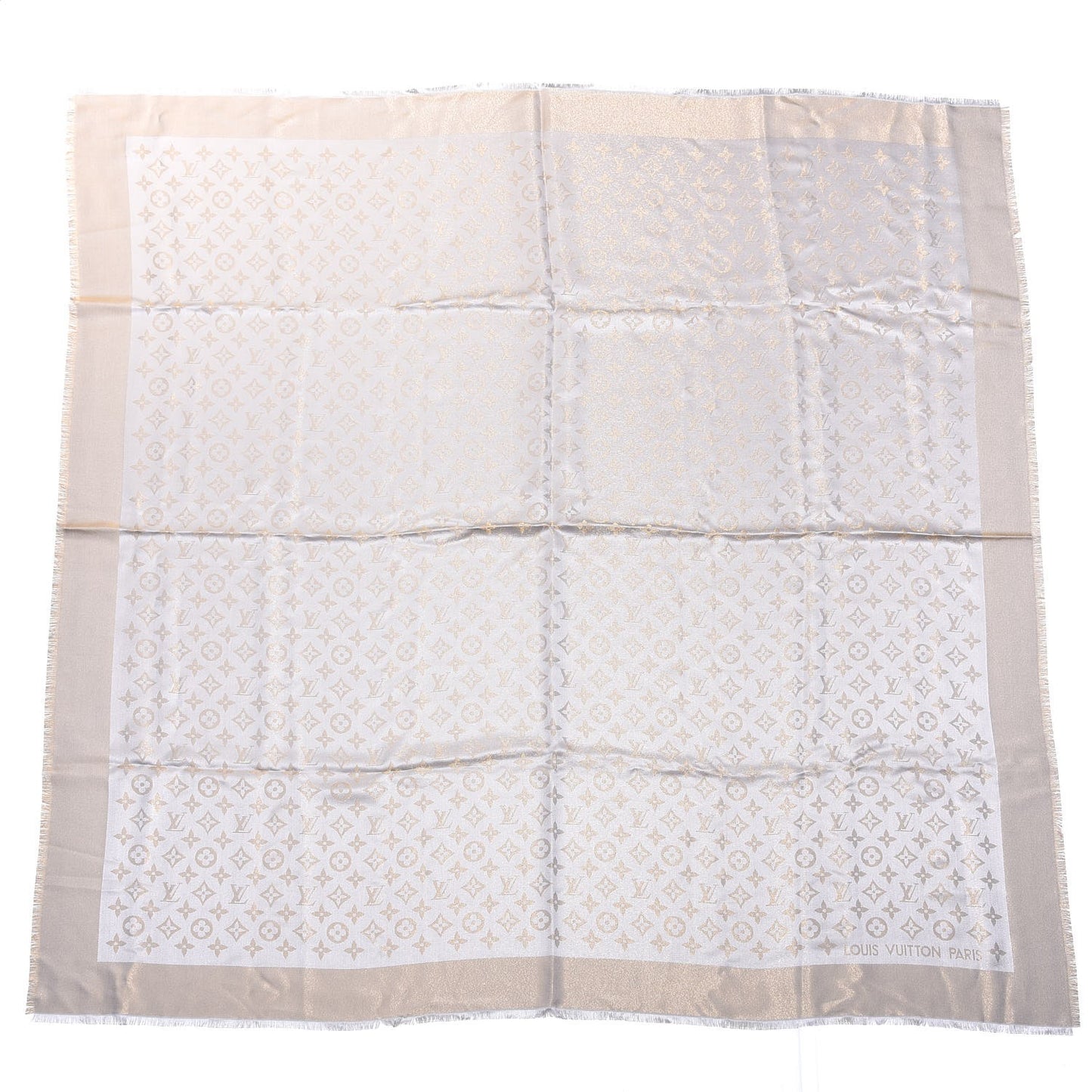 Silk Wool Monogram Shine Shawl Dune