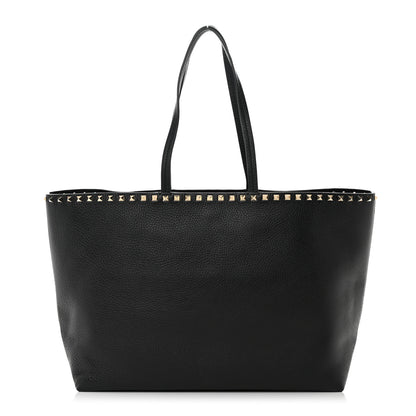Valentino Garavani Grained Calfskin Rockstud Shoulder Tote Black 1 of 14
