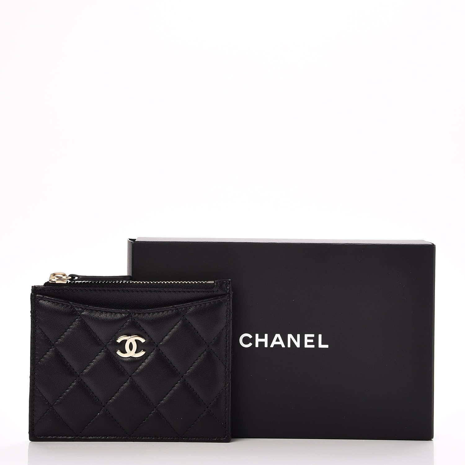 Chanel Lambskin Quilted Zip Card Holder Black 8 of 8