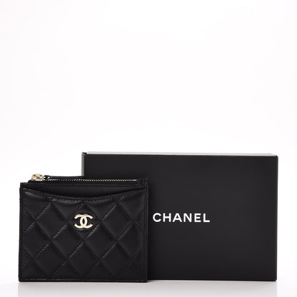 Chanel Lambskin Quilted Zip Card Holder Black 8 of 8