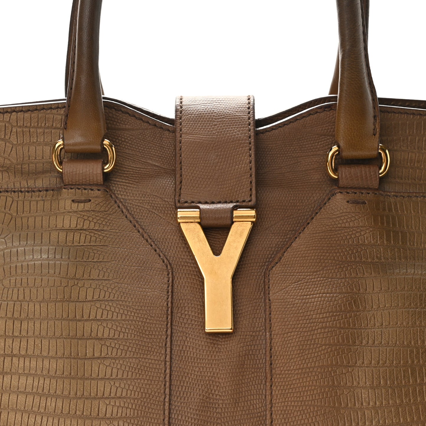 Lizard Calfskin Embossed Medium Cabas ChYc Brown