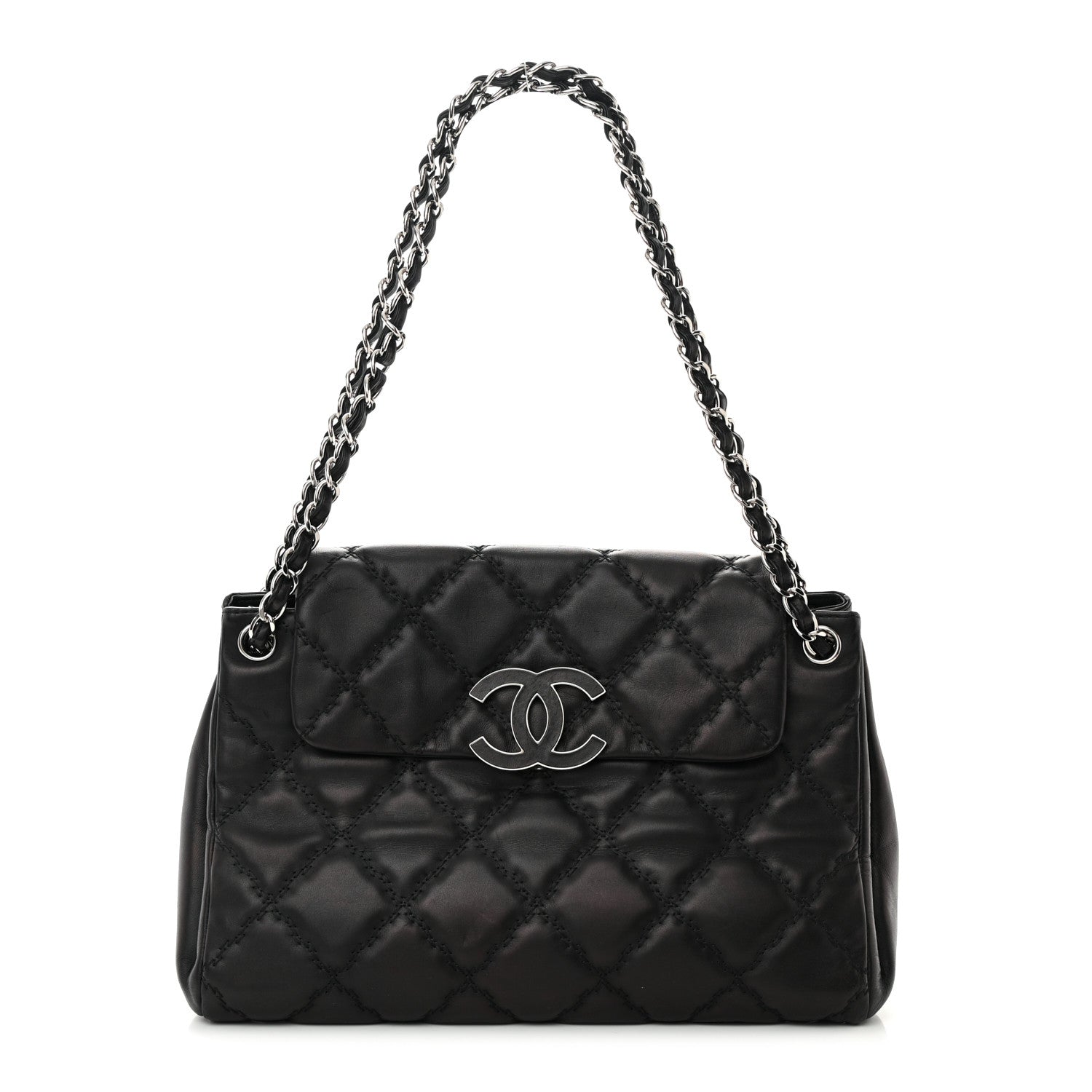 Chanel Calfskin Double Stitch Large Hamptons Flap Bag Black 1 of 19