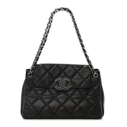 Chanel Calfskin Double Stitch Large Hamptons Flap Bag Black 1 of 19