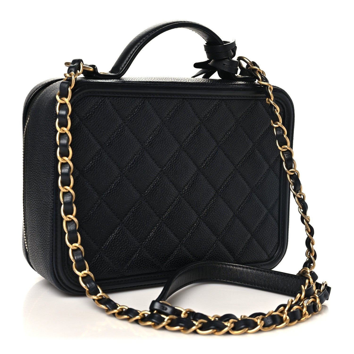 Chanel Caviar Quilted Medium CC Filigree Vanity Case Black 3 of 10