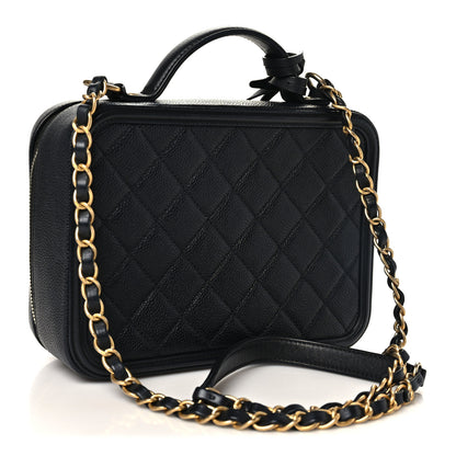 Chanel Caviar Quilted Medium CC Filigree Vanity Case Black 3 of 10