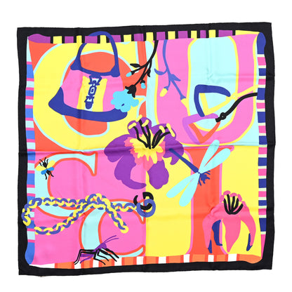 Gucci Silk Twill Guccissimo Square Scarf Fuxia Yellow 1 of 6