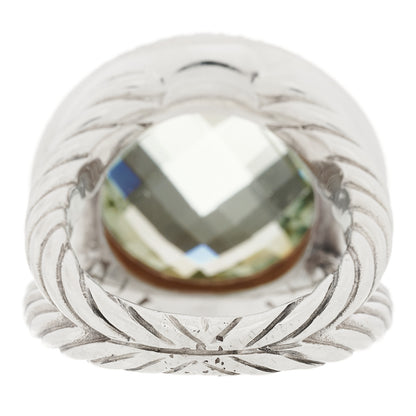 David Yurman Sterling Silver Diamond Prasiolite 18mm Cerise Ring 56 7.5 3 of 4