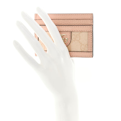 Gucci Monogram Textured Dollar Calfskin Web Ophidia Card Holder Cloche Rose Pink 2 of 7