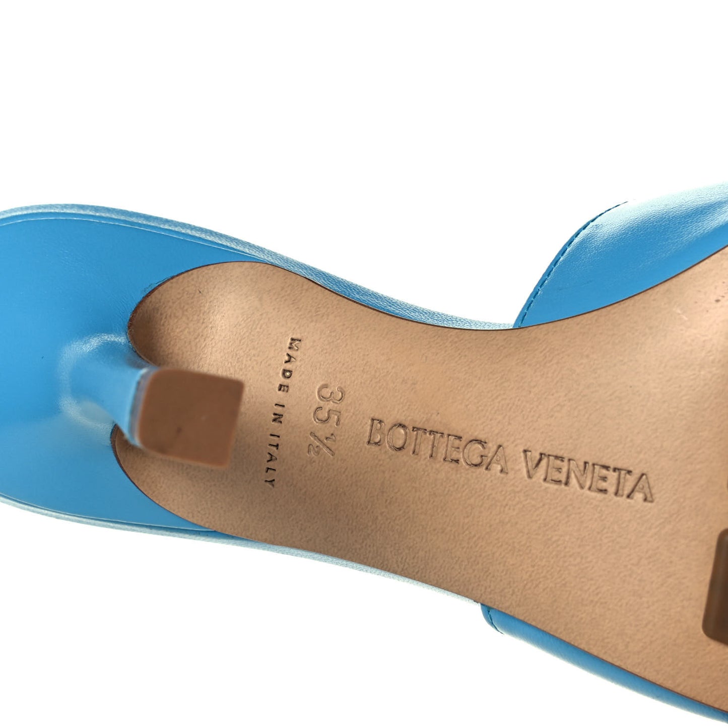 Lambskin Stretch Mule Sandals 35.5 Sky Blue