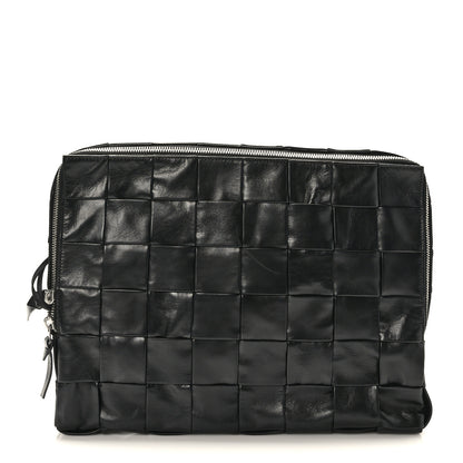 Bottega Veneta Paper Calfskin Maxi Intreccio Large Document Zipped Case Black 1 of 9