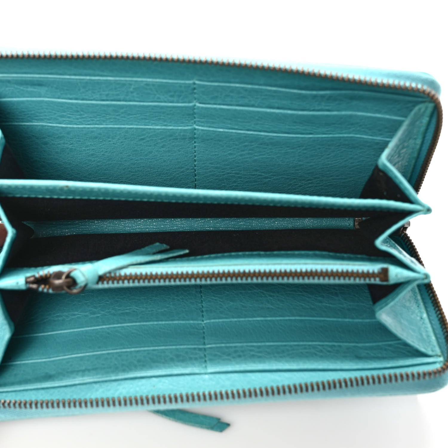 Balenciaga Agneau Classic Hardware Continental Zip Around Wallet Bleu Tropical 5 of 6