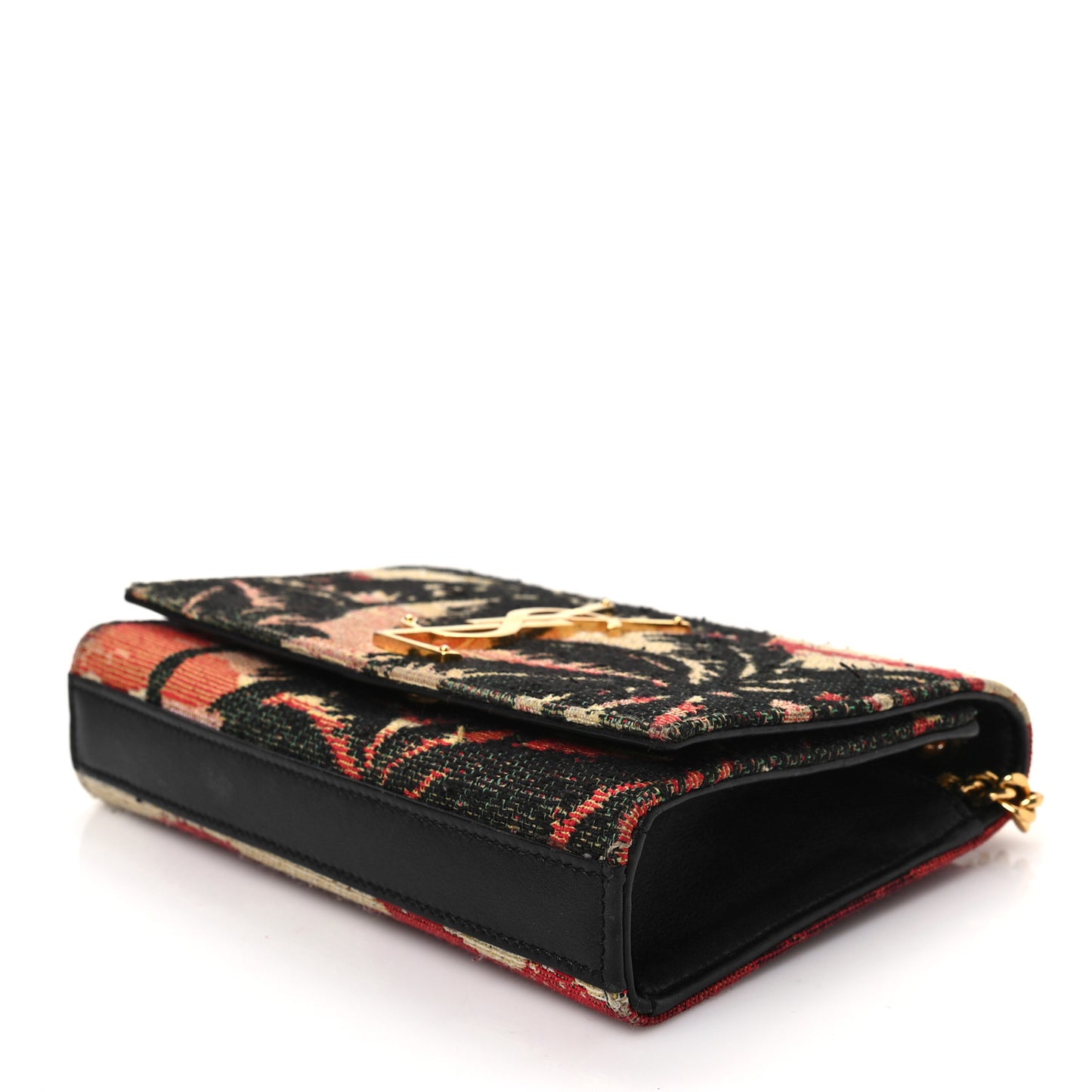 Jacquard Calfskin Sunset Small Monogram Kate Satchel Black