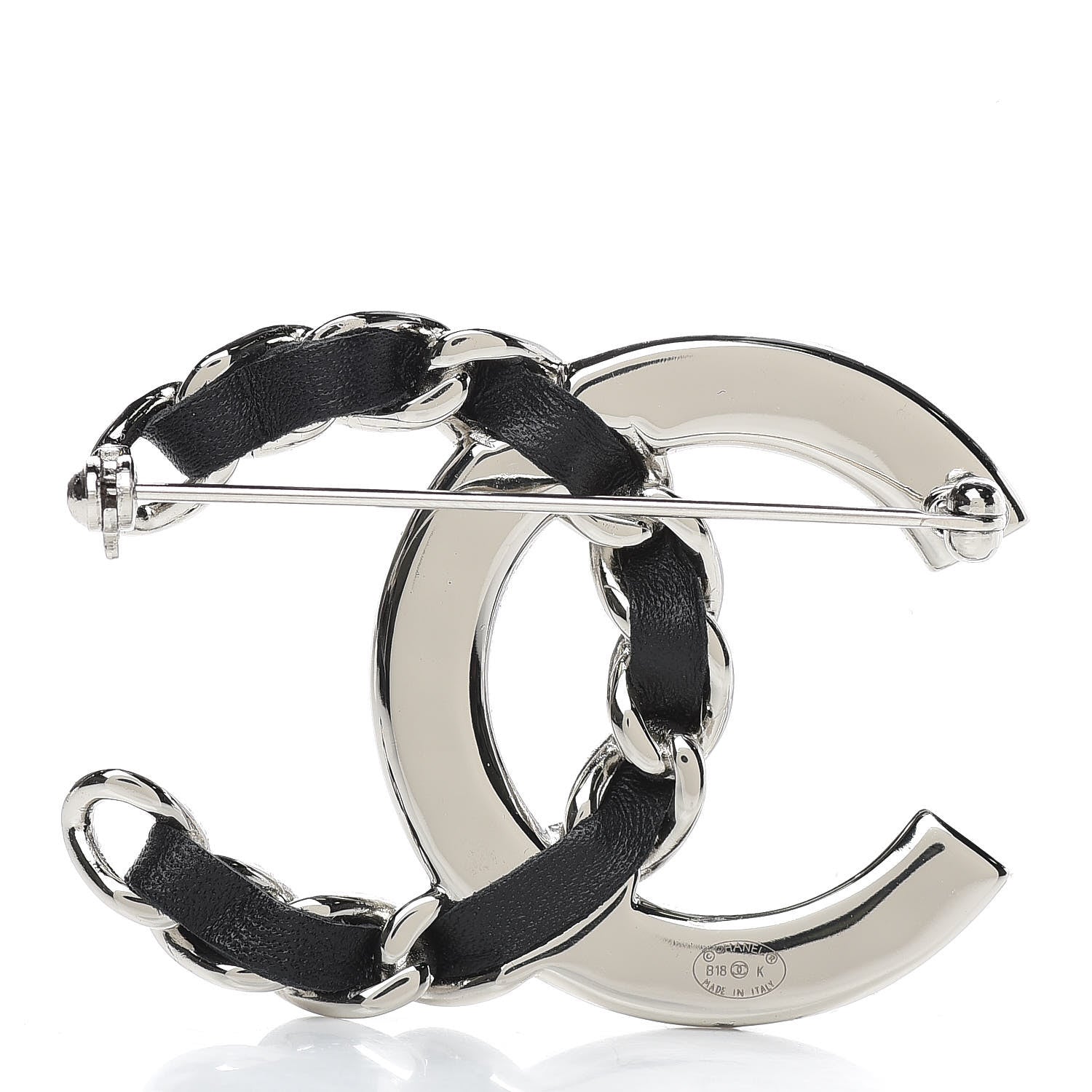 Chanel Lambskin Baguette Crystal CC Brooch Black Silver 3 of 5