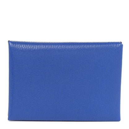 Hermes Chevre Mysore Calvi Duo Card Case Bleu Electrique 1 of 8