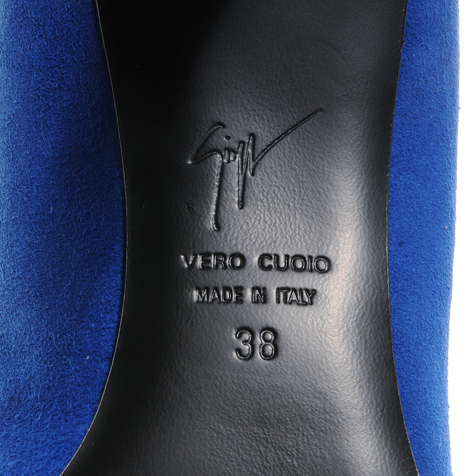 FASHIONPHILE GIUSEPPEZANOTTISuedePointedCapToeKleinPumpsBlue38 6 of 6
