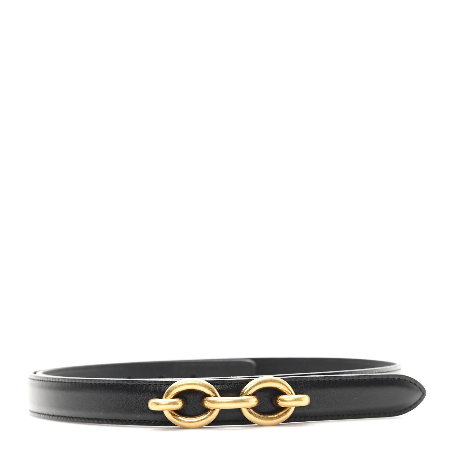 Saint Laurent Smooth Calfskin Maillon Belt 80 32 Black 1 of 5