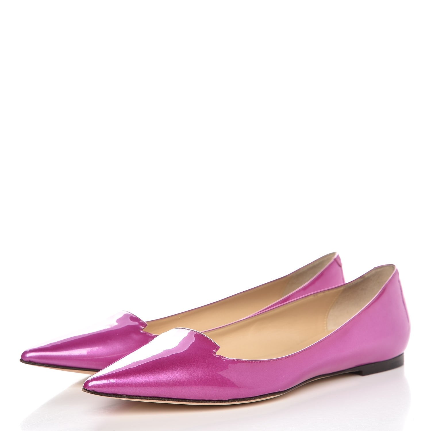 Jimmy Choo Patent Leather Attila Pointy Toe Flats 39.5 Jazzberry 2 of 10