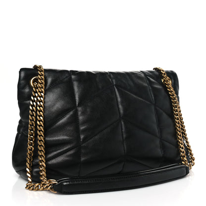 Saint Laurent Lambskin Quilted Small Loulou Puffer Monogram Chain Satchel Black 3 of 9